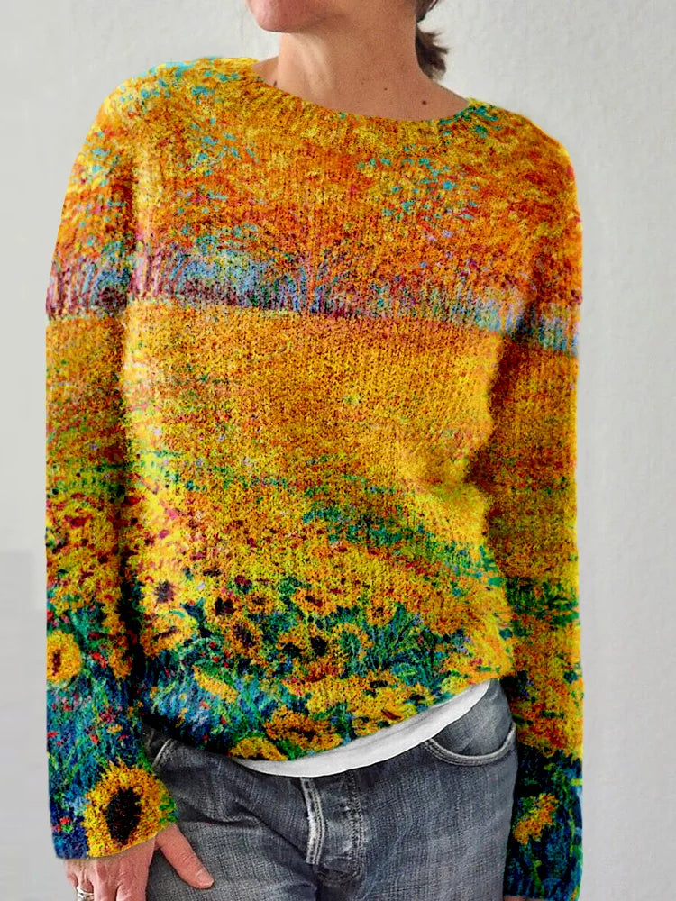 Comfy Floral Graphic Sweater - OutfitLondon
