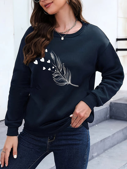 Relaxed Fit Sweatshirt with Bird Pattern
