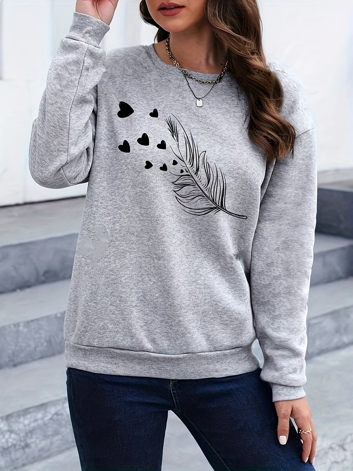 Relaxed Fit Sweatshirt with Bird Pattern