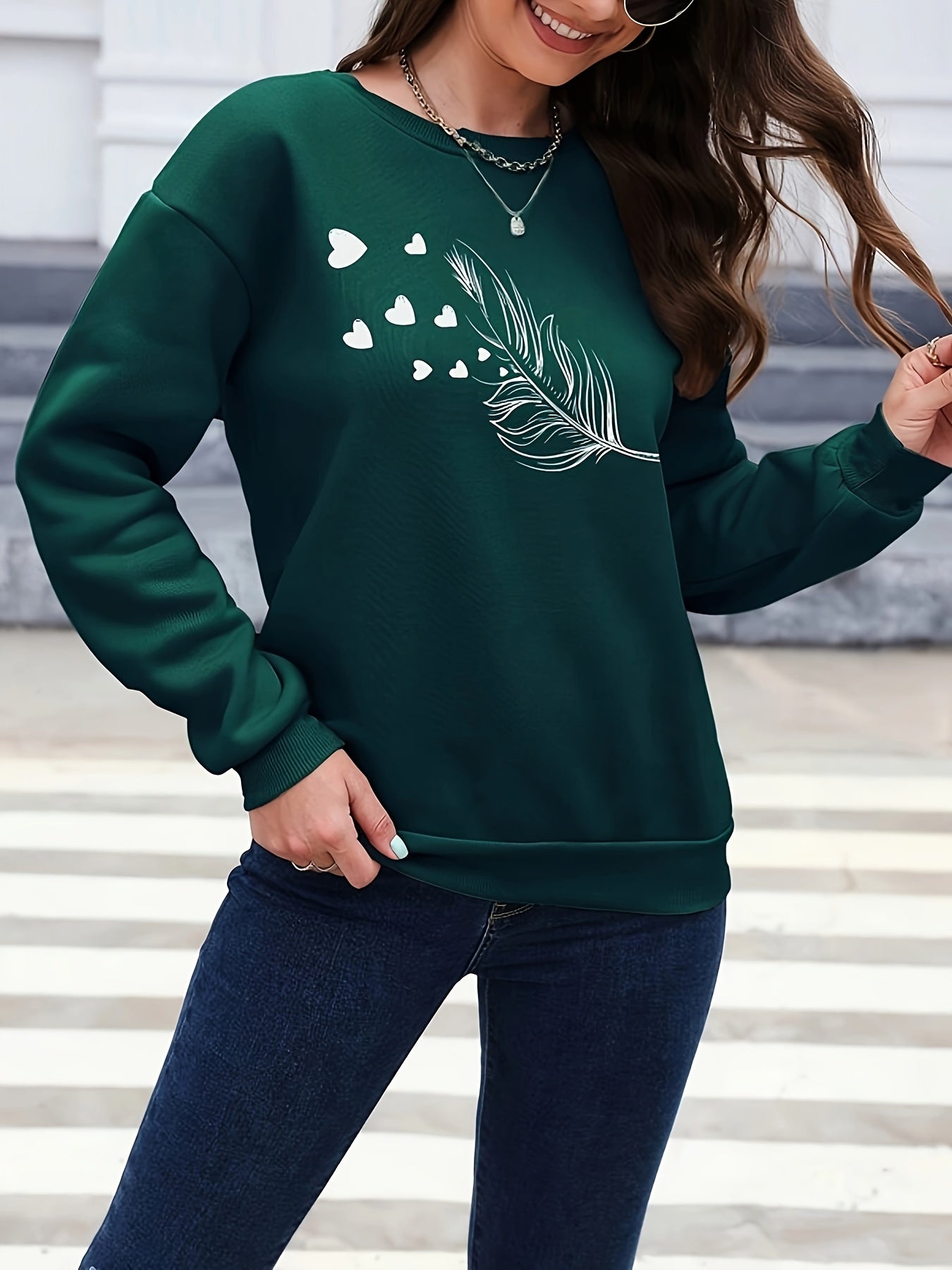 Relaxed Fit Sweatshirt with Bird Pattern