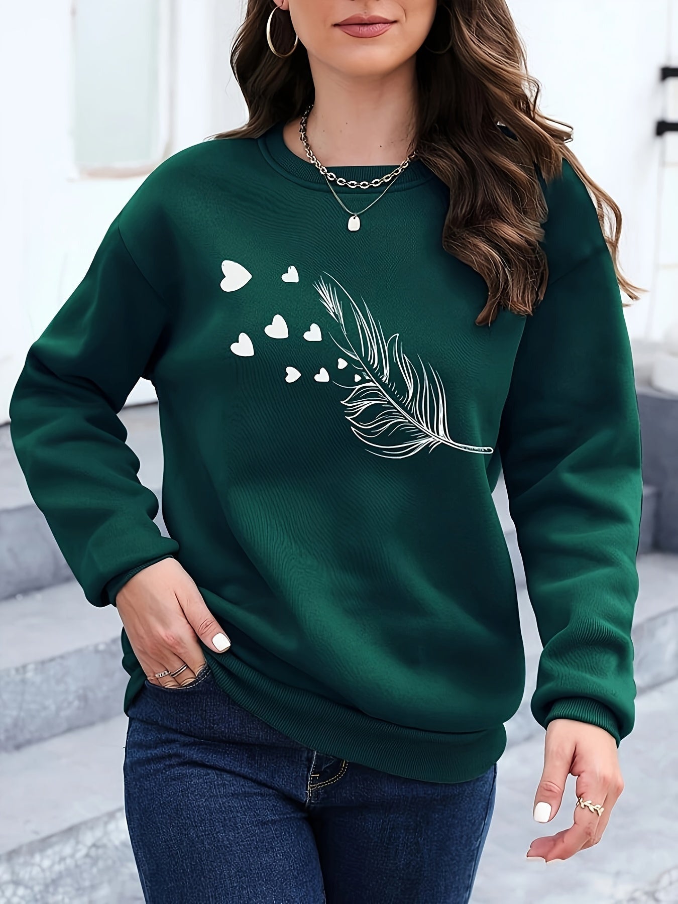 Relaxed Fit Sweatshirt with Bird Pattern - OutfitLondon