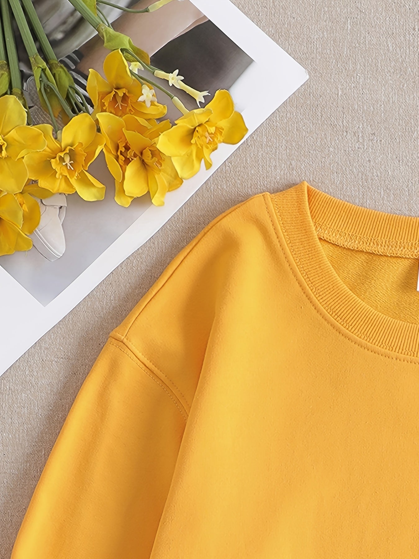 Funny Graphic Yellow Crew Neck Sweatshirt