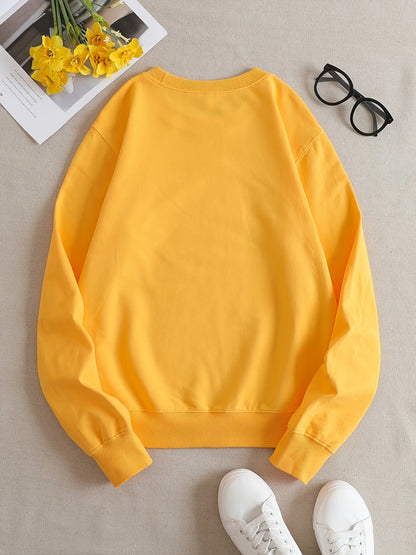 Funny Graphic Yellow Crew Neck Sweatshirt