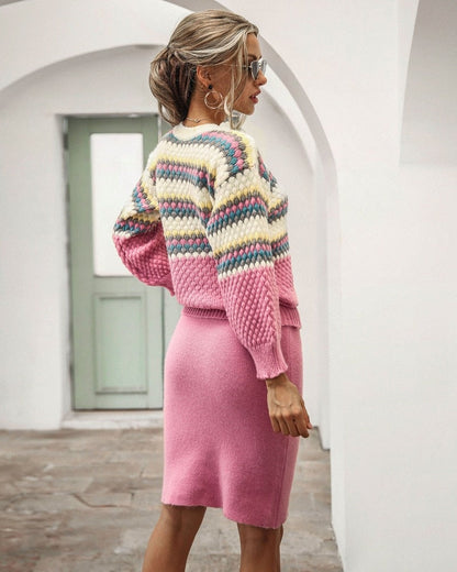 Women's 2-Piece Knit Outfit Sweater and Skirt Set