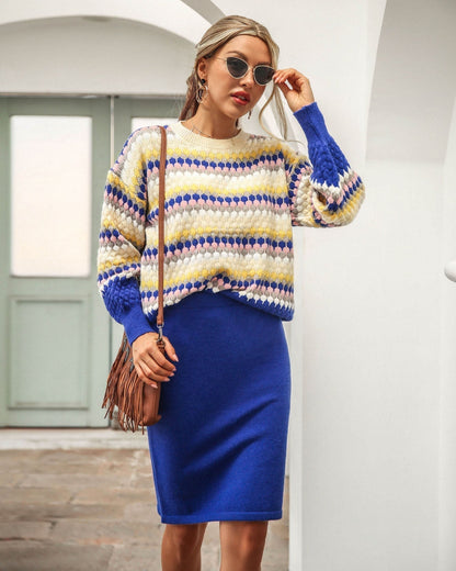 Women's 2-Piece Knit Outfit Sweater and Skirt Set