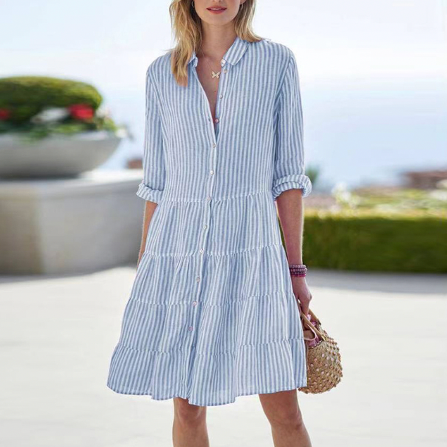 Casual Chic Striped Mini Dress for Women - OutfitLondon