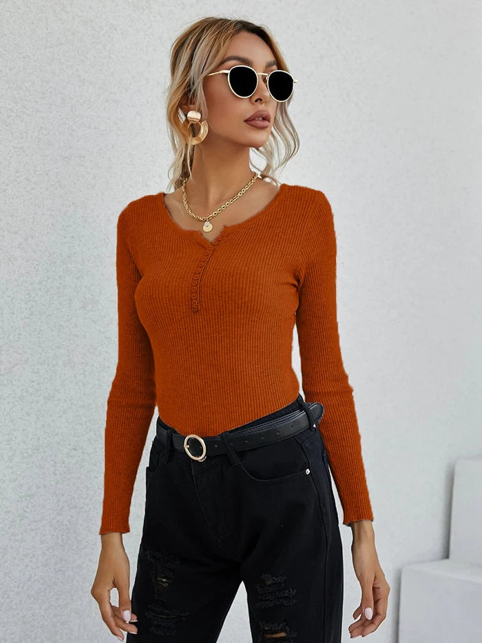 Ladies V-Neck Sweater Top