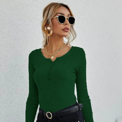 Ladies V-Neck Sweater Top - OutfitLondon