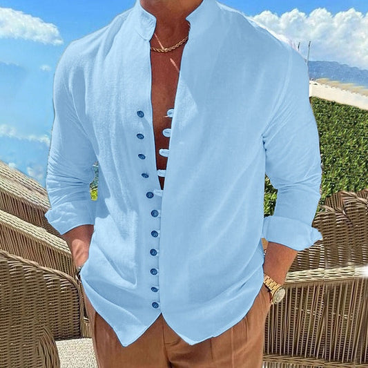 Classic Men's Casual Long Sleeve Cotton Shirt - OutfitLondon