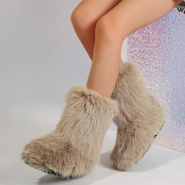 Warm Faux Fur Ankle Boots for Women