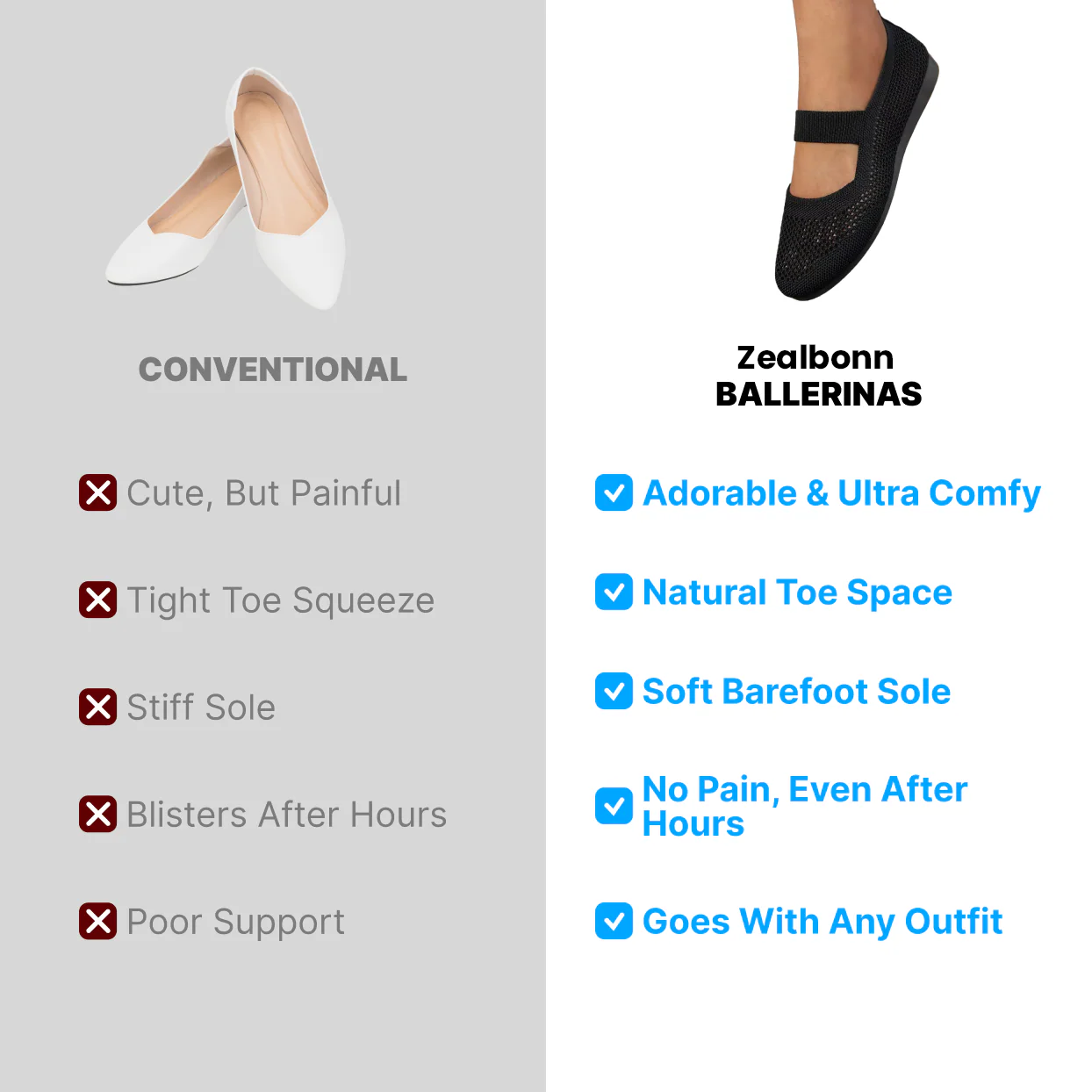 Elegant & Supportive Ballerinas for Daily Comfort
