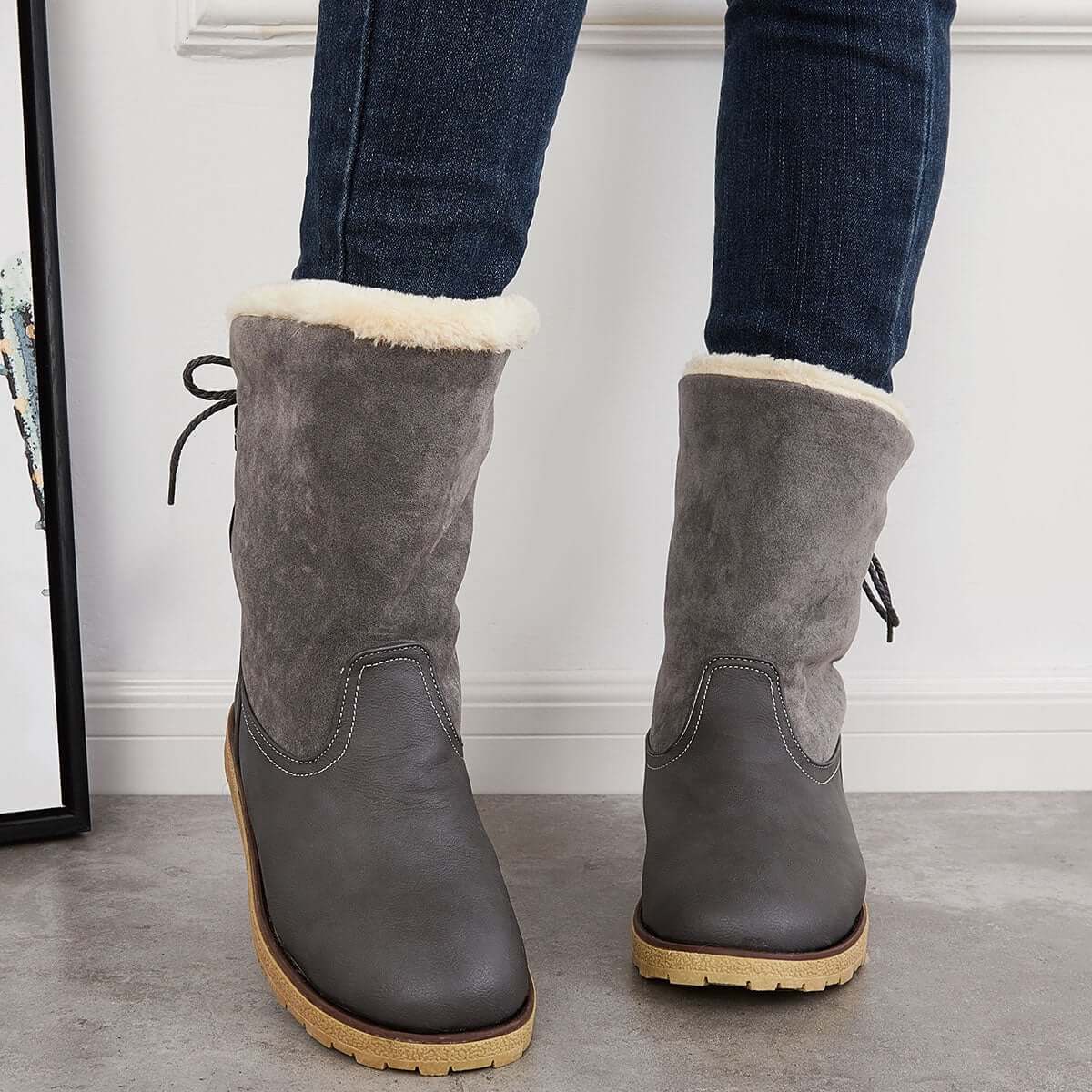 Non Slip Waterproof Snow Anke Boots Warm Fur Lined Booties