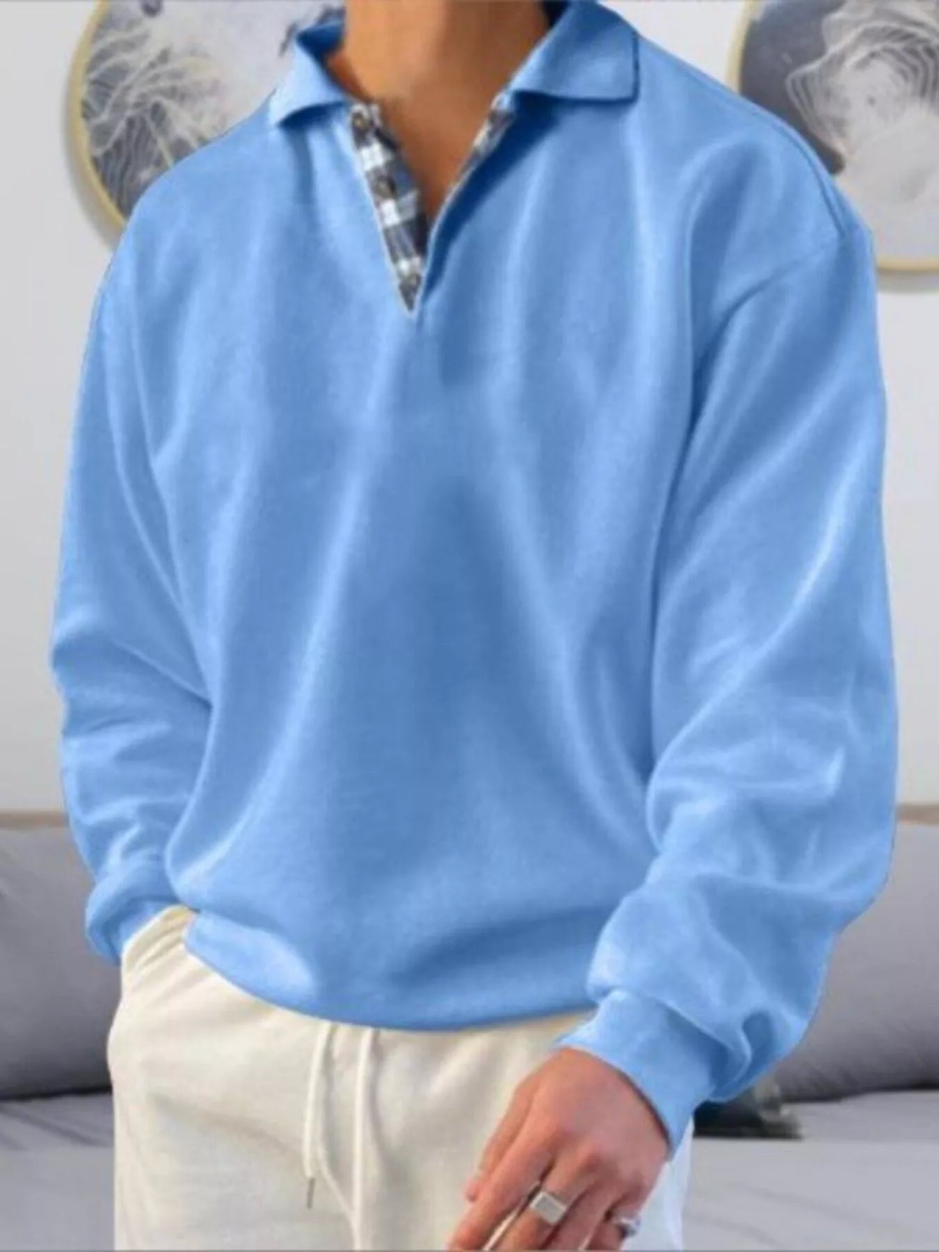 Large Mens Traditional Long Sleeve Polo Shirt