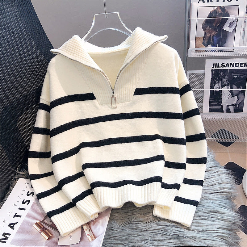 Warm Women's Classic Striped Crew Sweater