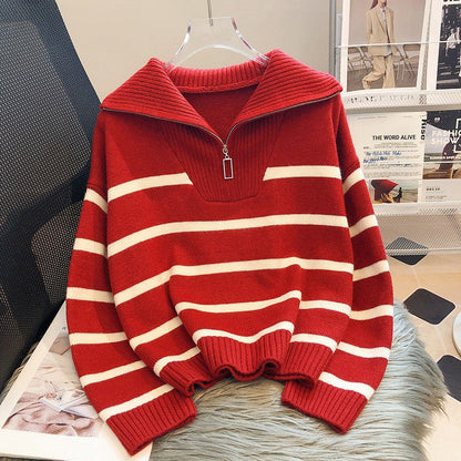 Warm Women's Classic Striped Crew Sweater