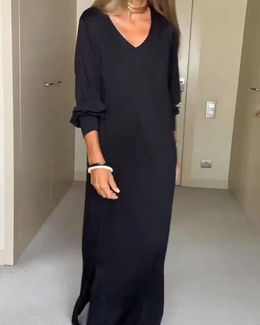 Comfortable Casual V Neck Summer Dress - OutfitLondon