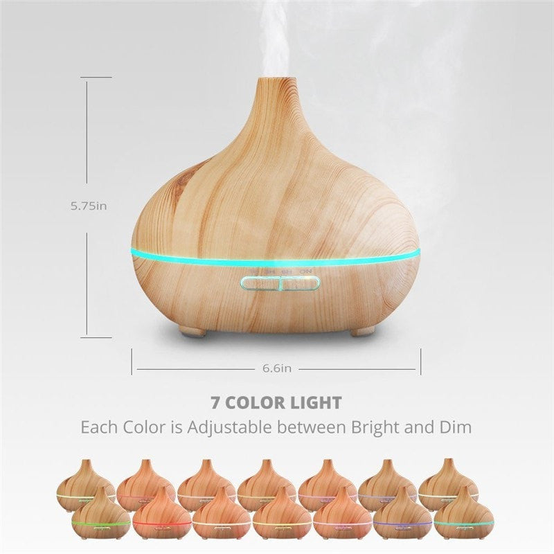 300 ml Essential Oil Diffuser With Dark and Light Wood Grain
