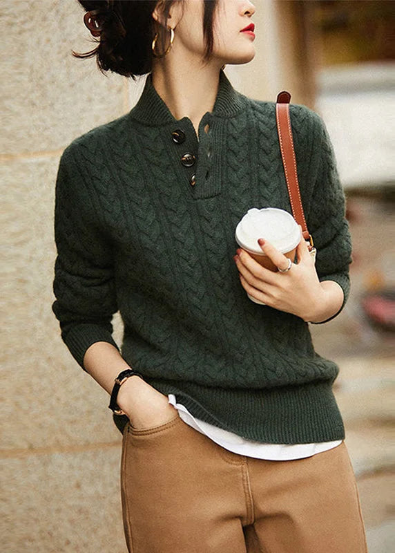 Cozy Women's Cable Knit Crew Neck Sweater - OutfitLondon