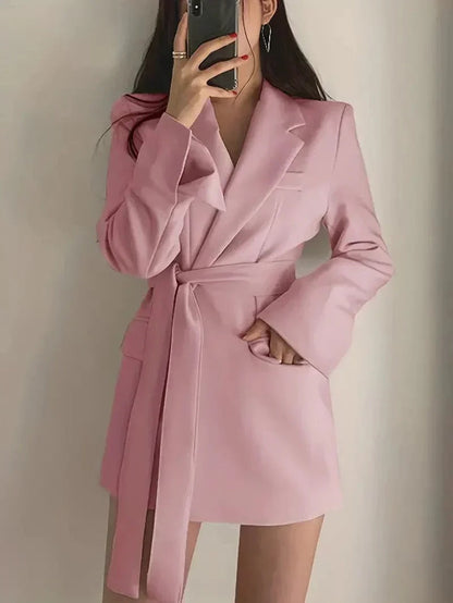 Comfortable Fit Ladies Blazer Dress with Cinch Waist