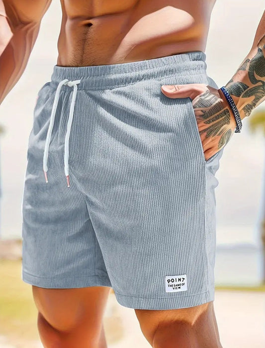 Men's Casual Corduroy Lace-Up Drawstring Shorts