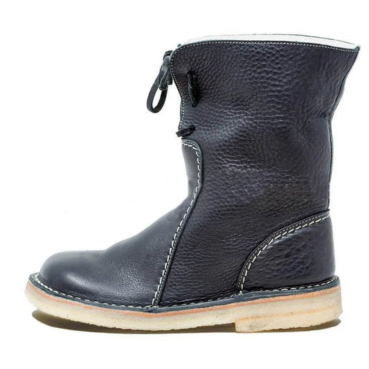 Warm Fuzzy Lace Up Winter Snow Boots - OutfitLondon
