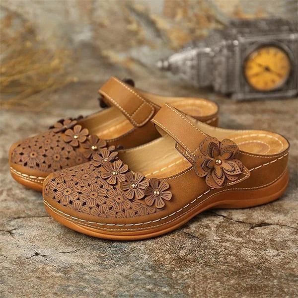 Comfy Floral Slip-On Wedge Sandal