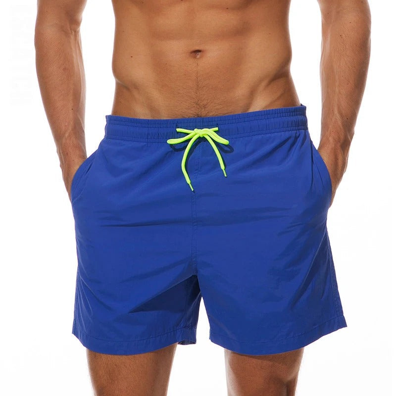 Men's Beach Swim Trunks with Colorful Drawstring