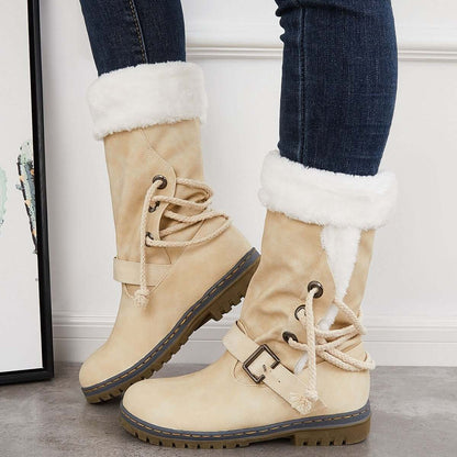 Mid Calf Winter Pull on Booties Mid Knee High Snow Boots