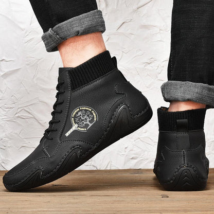 Barefoot Beck Shoes Men's Handmade Soft Slip Resistant Lace Up Leather Ankle Boots