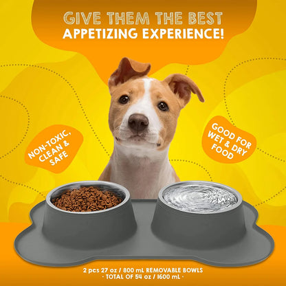 Double Dog Water Food Bowls