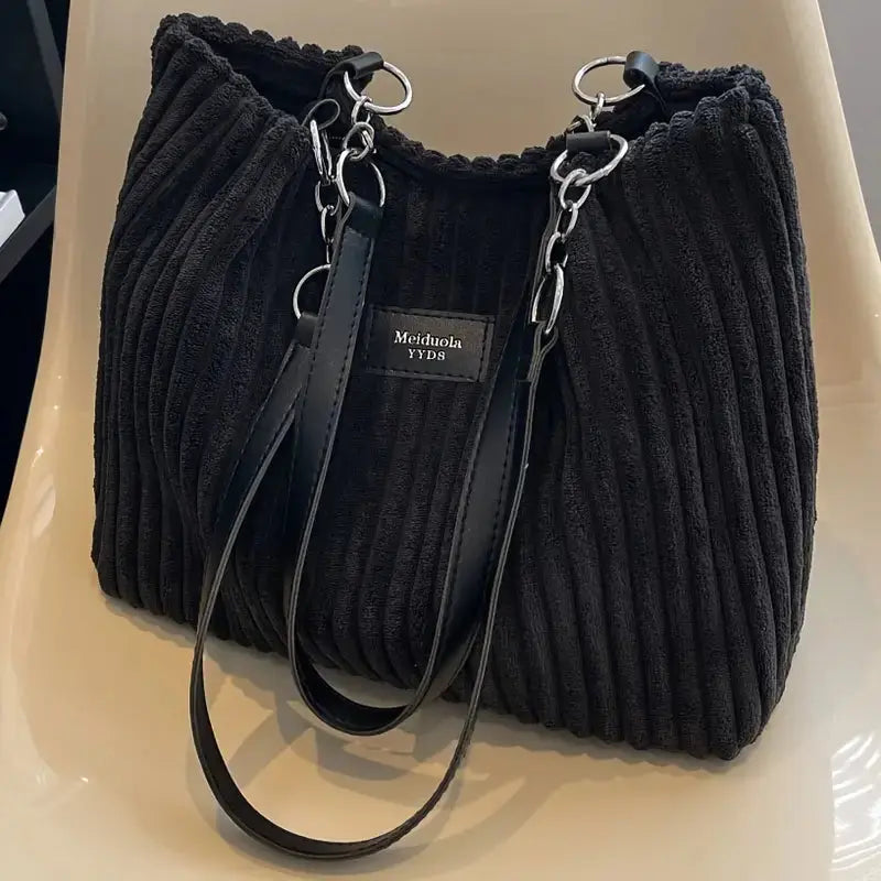 Stylish Women's Corduroy Zipper Handbag