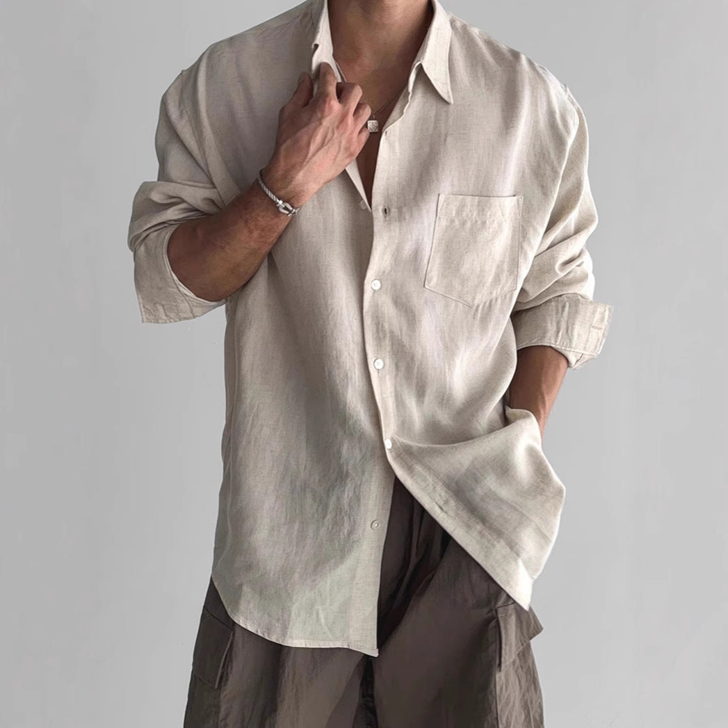 Men's Casual Cotton Pocket Detail Work Shirt Coat