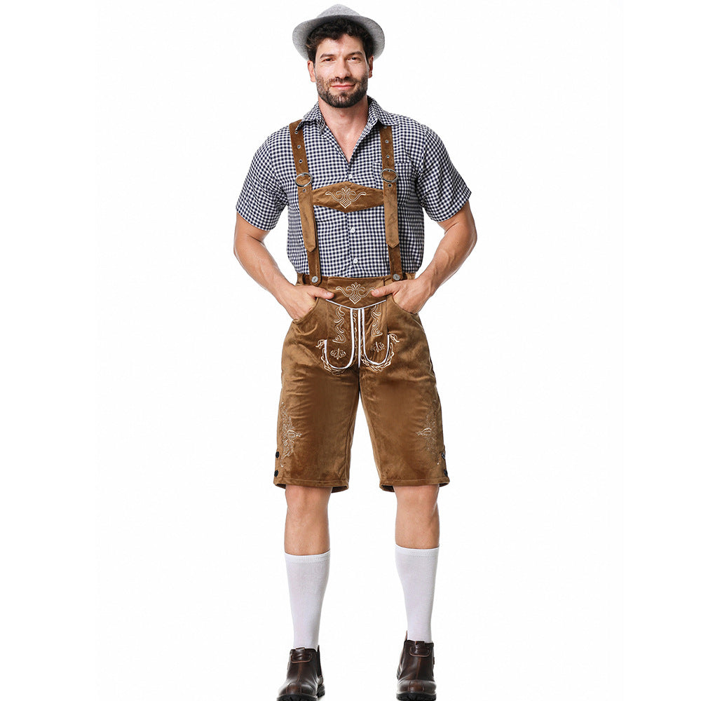 Men's Classic Leather Strap Traditional Costume Pants
