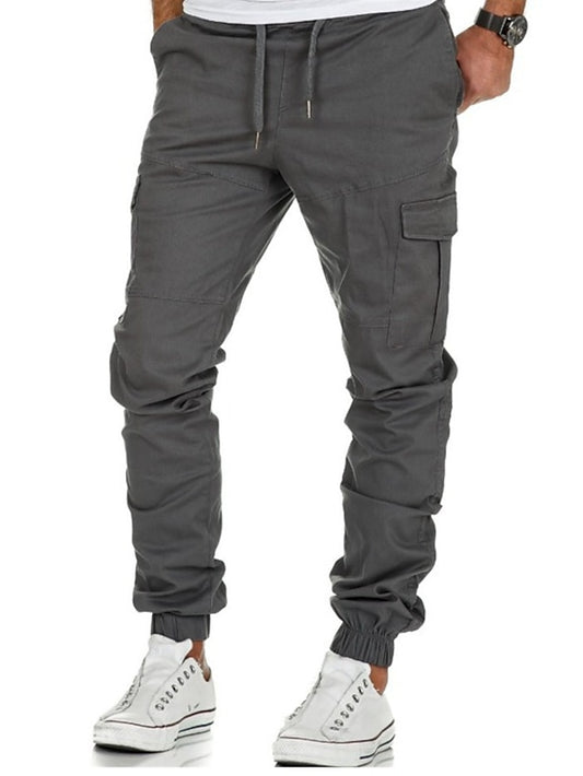 Men's Joggers Pants Trousers Elastic Waistband Drawstring with Side Pocket Casual Daily Solid Color