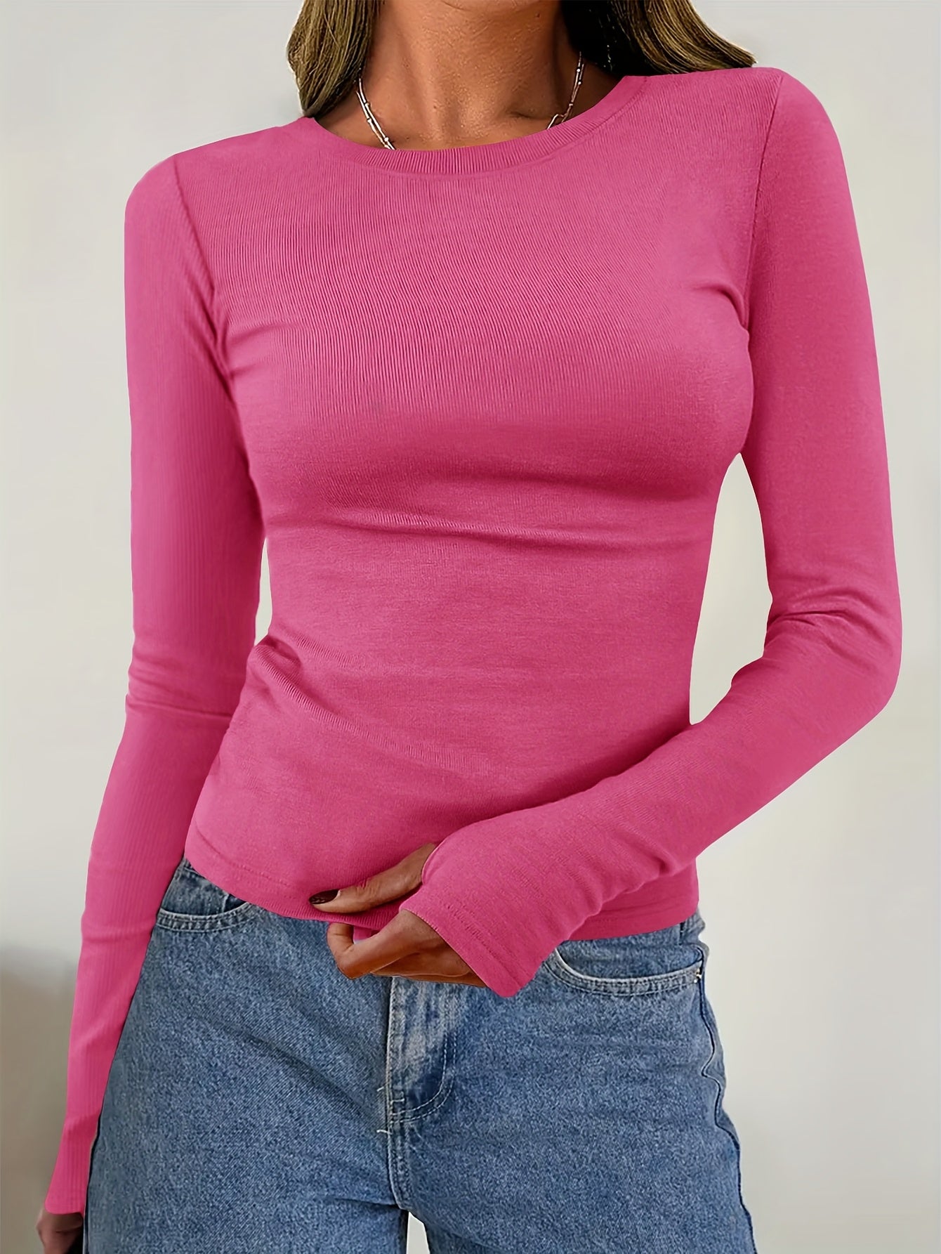 Women's Classic Round Neck Winter Sweater Top