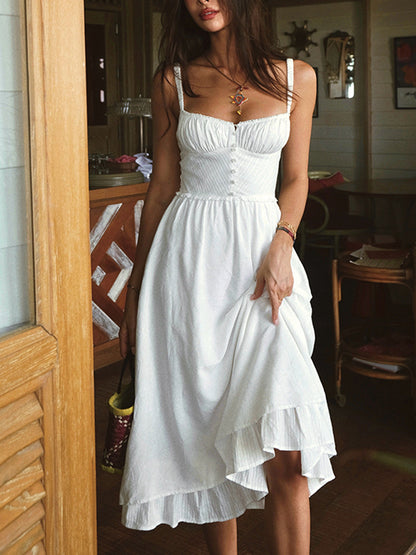 Celeste | Ruffle Hem Fitted Cotton Sundress