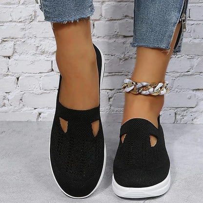 Women's Flyknit Flat Heel Round Toe Casual Walking Shoes