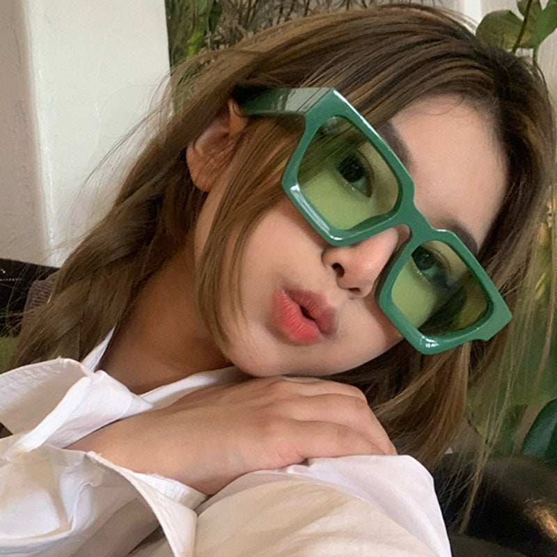 Women's Retro Acetate Frame Square Sunglasses