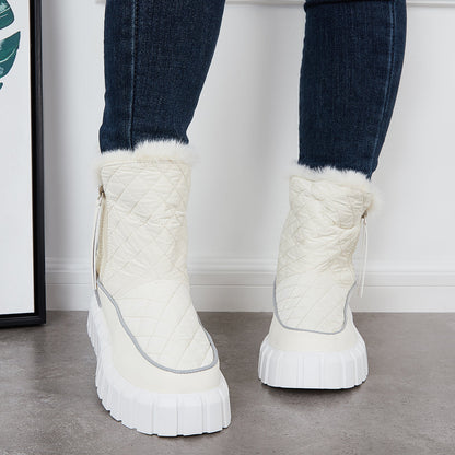 Platform Warm Faux Fur Lined Boots Side Zipper Snow Booties