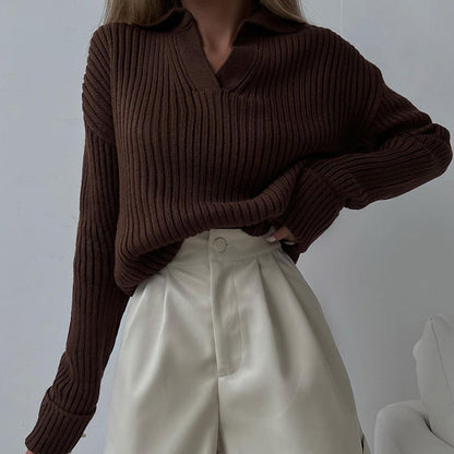 Ladies Casual V Neck Sweater