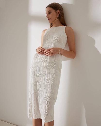 Charlotte | Textured Fit Pearl Strap Wedding Guest Dress