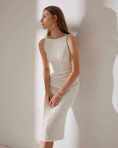 Elegant Lace Pearl Strap Party Dress - OutfitLondon