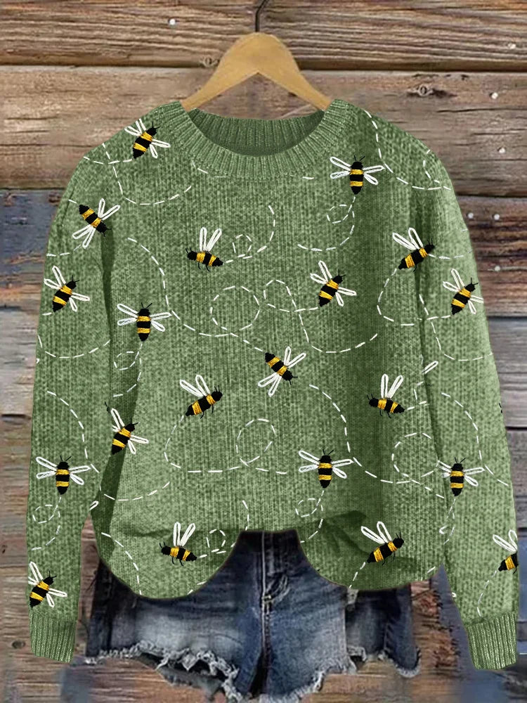 Warm Cable Knit Bee Sweater