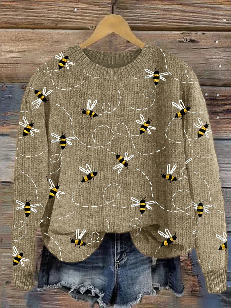 Warm Cable Knit Bee Sweater