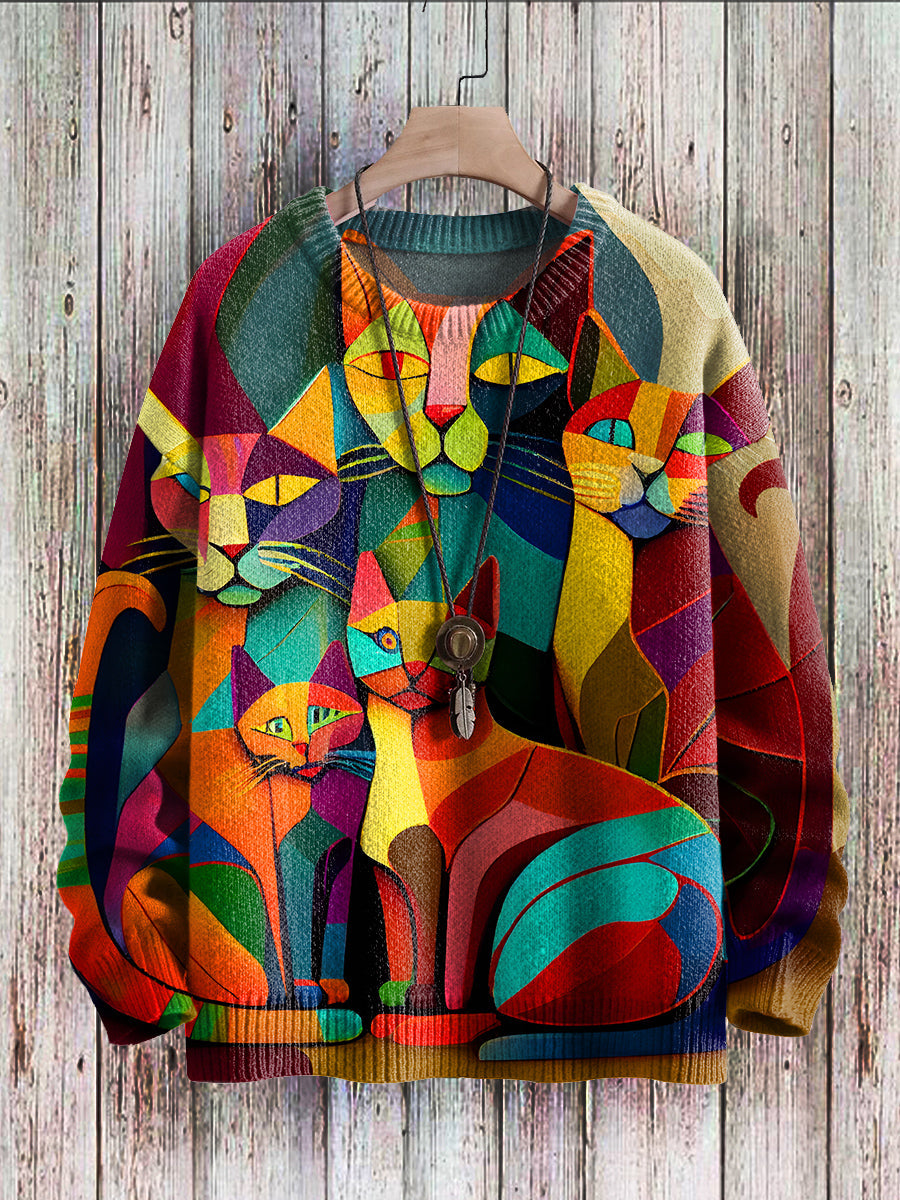 Fun Feline Graphic Women's Sweater - OutfitLondon