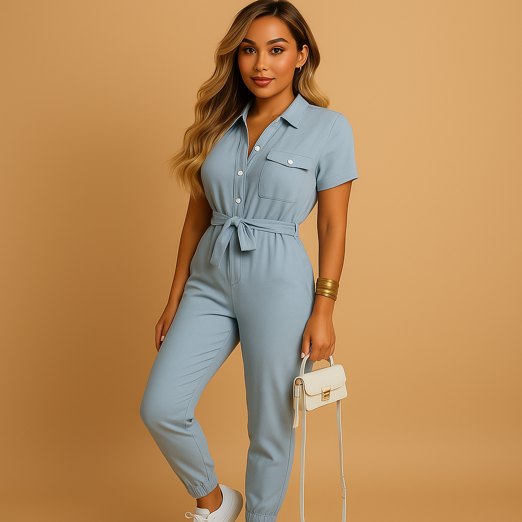 Slim Fit Women's Jumpsuit with Front Fastenings