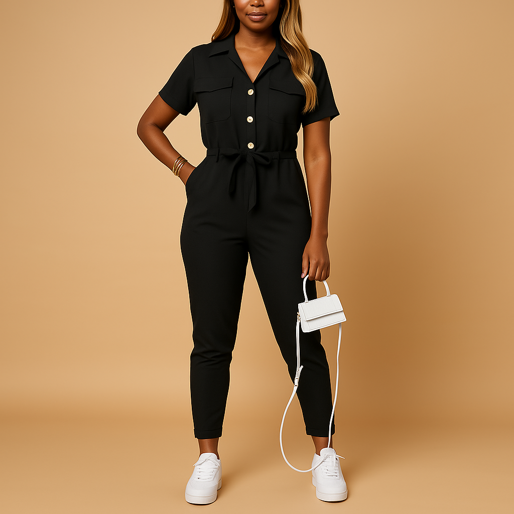Slim Fit Women's Jumpsuit with Front Fastenings