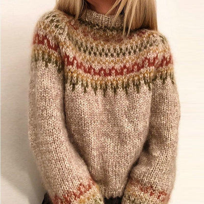 Warm Fair Isle Crew Neck Winter Sweater