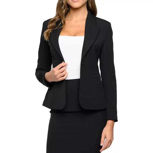 Women's Slim Fit Wool Blazer Black - OutfitLondon