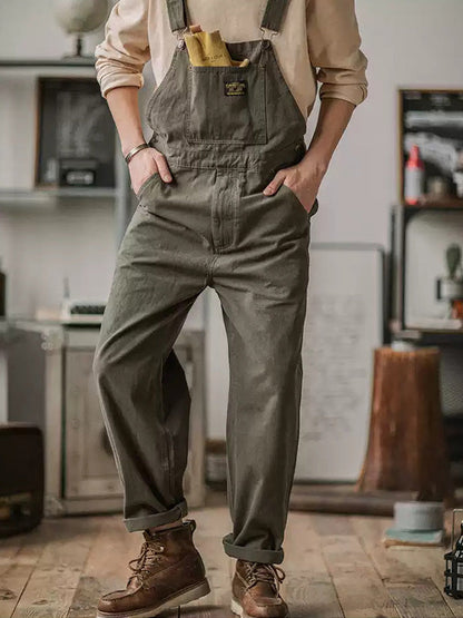 Claudia | Slim Fit Straight Leg Cotton Overalls